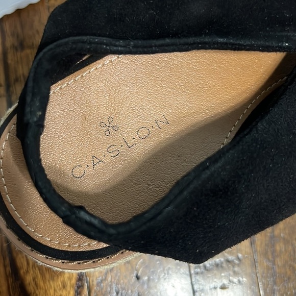 Caslon sandals Black suede platform Joelle twist with sling back elastic sz 7.5 - Picture 9 of 10